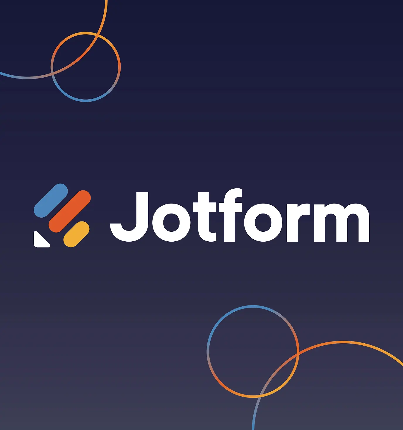 2023 counter face: large Jotform logo on a navy gradient with outlined circles