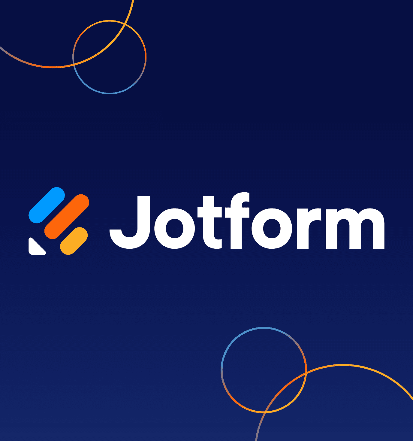 2024 counter face: large Jotform logo on a deeper navy gradient with outlined circles