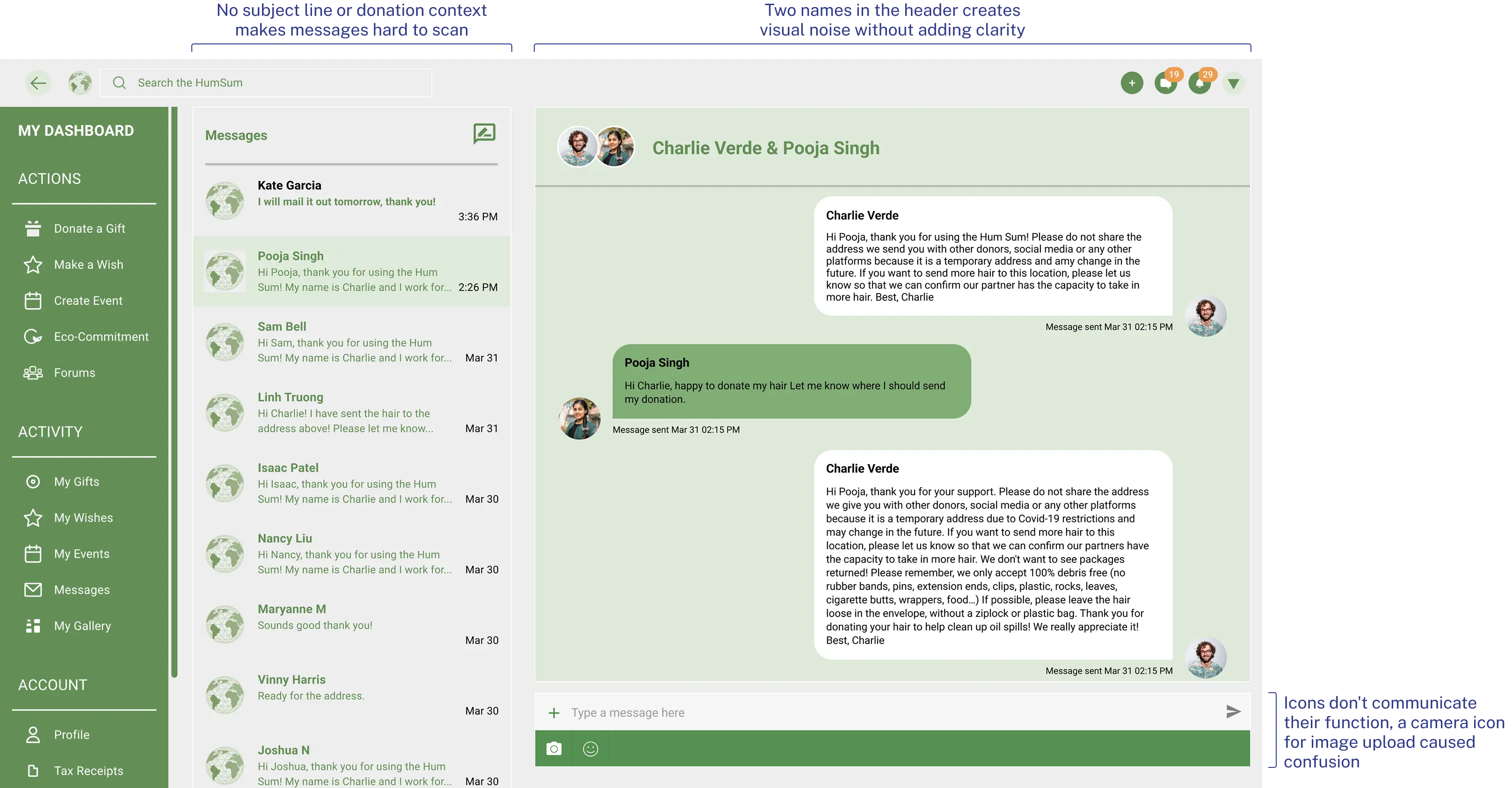Matter of Trust Hum Sum donation platform interface